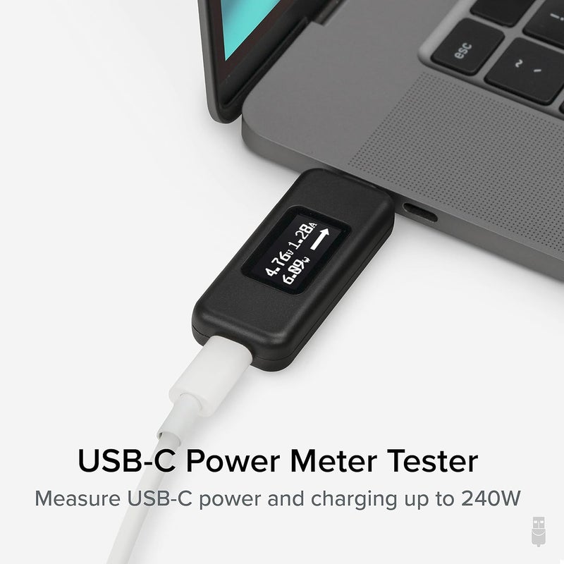 Plugable USB C Power Meter Tester for Monitoring USB-C Connections up to 240W - Digital Multimeter Tester for USB Type C Cables, Laptops, Phones, Chargers - Driverless - Image 2